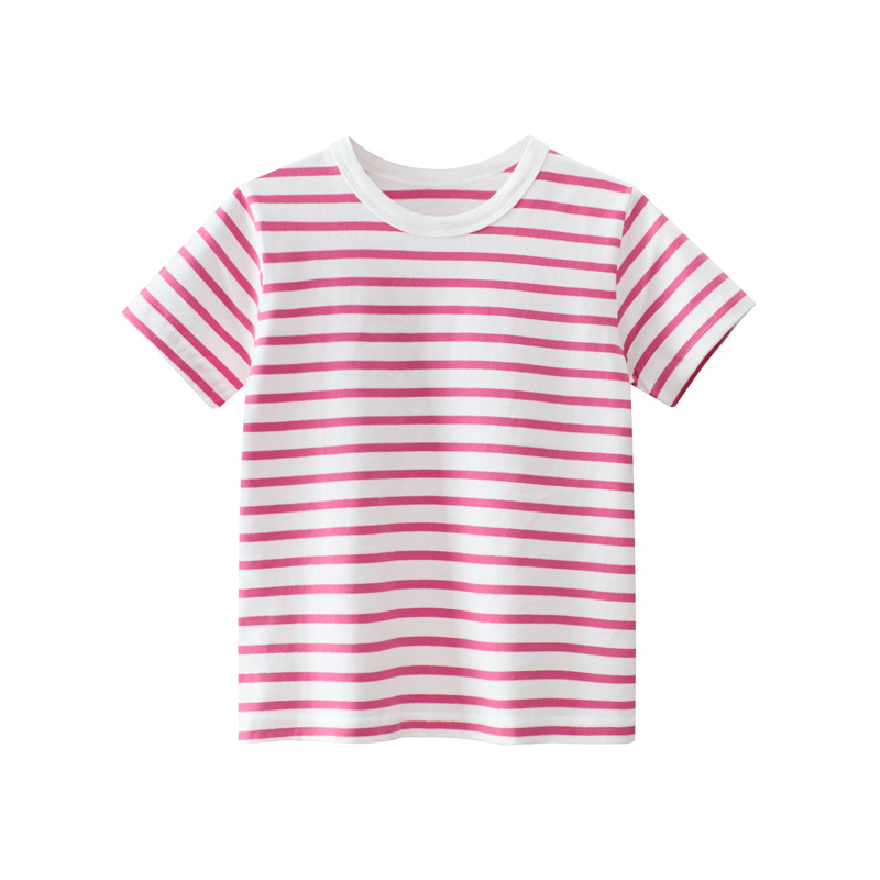 เสื้อเชิ้ตลายทางคอตตอนสำหรับเด็กชายช่วงฤดูร้อน