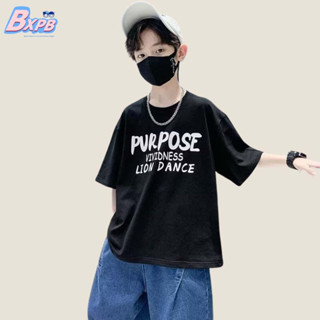 Bxpb เสื้อยืดลําลอง ผ้าฝ้าย แขนสั้น ระบายอากาศ ทรงหลวม ใส่สบาย แฟชั่นฤดูร้อน สําหรับเด็กผู้ชาย 100-170 ซม.