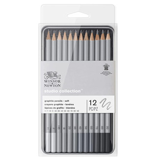 Winsor&amp;newton Studio ดินสอกราไฟท์ แบบนิ่ม 12 ชิ้น/กล่อง