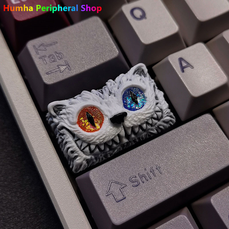 Humha Artisan Cheshire Cat keycap 1.75U 2U Hand made Resin keycap mechanical keyboard ส่วนบุคคล ที่ก