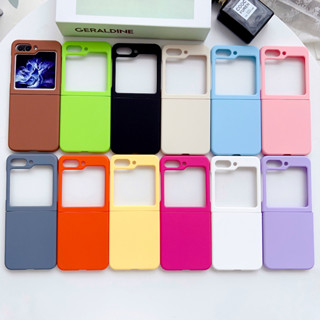 เคสโทรศัพท์มือถือ PC แบบแข็ง ผิวด้าน พับได้ กันกระแทก สีพื้น สําหรับ Samsung Galaxy Z Flip 5