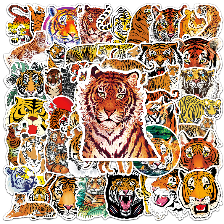 50 ชิ้นตลกเสือสติกเกอร์กันน้ํา DIY สําหรับโทรศัพท์แล็ปท็อปรถสติกเกอร์ Creative Home Decal