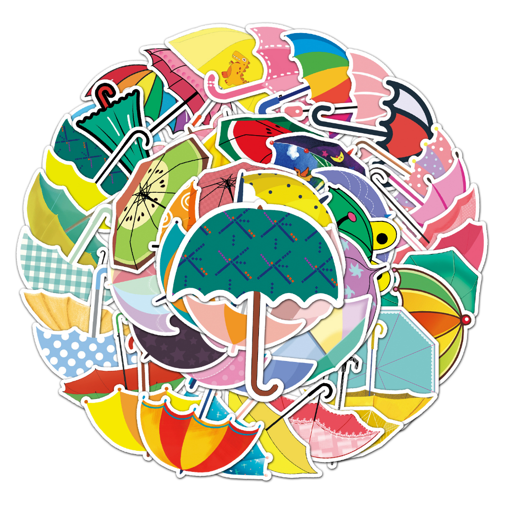 50 ชิ้นตลกร่มสติกเกอร์กันน้ํา DIY สําหรับโทรศัพท์แล็ปท็อปรถสติกเกอร์ Creative Home Decal - รูปที่ 2