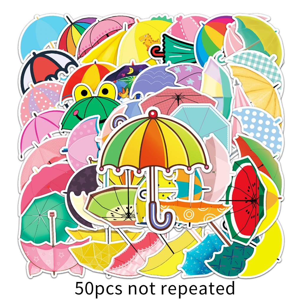 50 ชิ้นตลกร่มสติกเกอร์กันน้ํา DIY สําหรับโทรศัพท์แล็ปท็อปรถสติกเกอร์ Creative Home Decal
