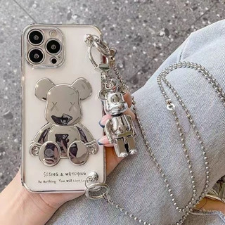 เคสโทรศัพท์มือถือ tpu นิ่ม ลายหมีโหด พร้อมจี้ห้อย สําหรับ Iphone 14 13 12 11 pro max xs max xr x 7plus 13 promax