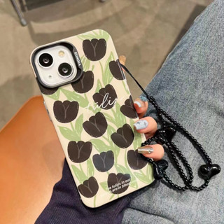 เคสโทรศัพท์มือถือ ลายดอกไม้ พร้อมสายโซ่คล้อง สําหรับ iPhone 11 12 12pro 12promax 13 13pro 13promax 14 14pro 14promax