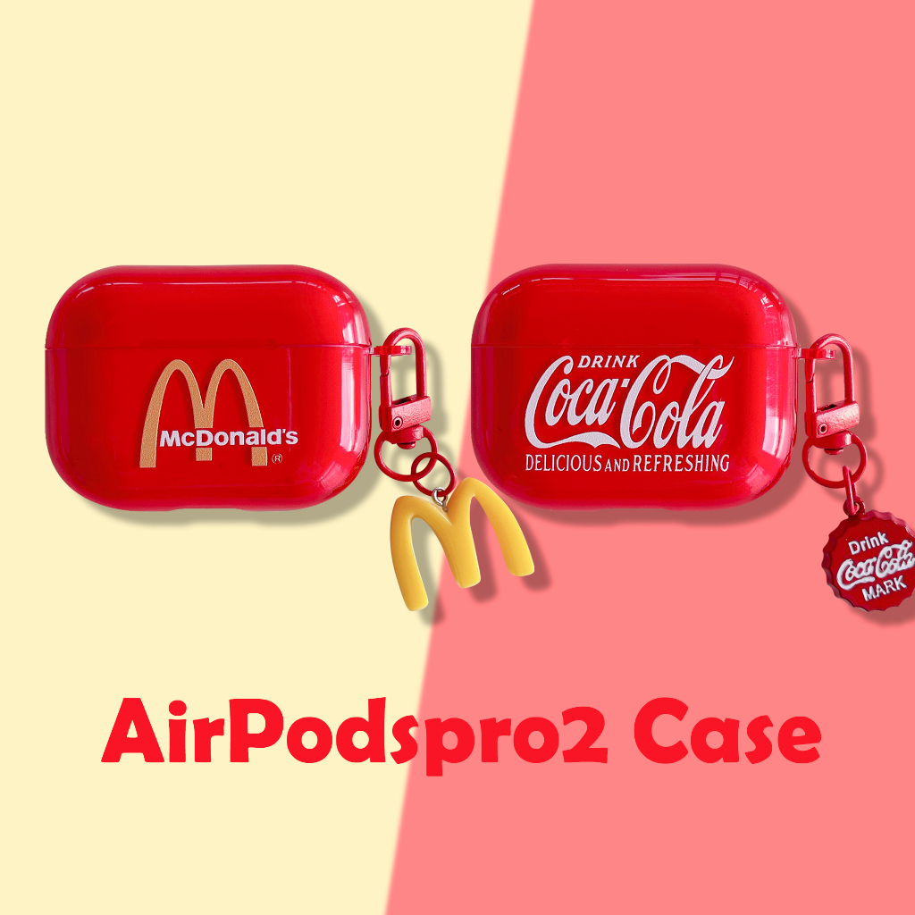 เคสหูฟัง ลายโค้ก McDonald's สีแดงมันวาว สําหรับ AirPods Pro2 AirPods (3rd) AirPods3 AirPodsPro AirPods2gen