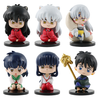 โมเดลฟิกเกอร์ PVC อนิเมะญี่ปุ่น Inuyasha Sesshoumaru Higurashi Kagome Kikyo Q Version ขนาด 6-7 ซม. 6 ชิ้น ต่อชุด