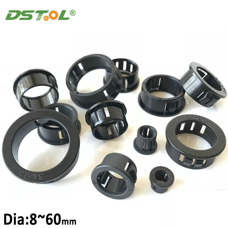 พลาสติก Snap-on ลวด Grommet ปะเก็น Clamp ลวดไนลอนสีดํา Inlet Outlet ซีลแหวนรูปลั๊กฝาครอบสาย Rack Holder Protector