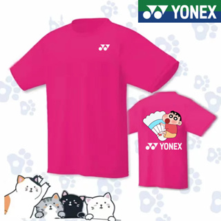 Yonex ใหม่ YY เสื้อกีฬาแบดมินตัน แขนสั้น แบบแห้งเร็ว พิมพ์ลาย สําหรับผู้ชายและผู้หญิง