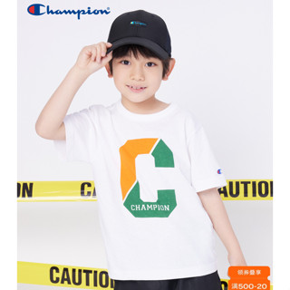 Champion เสื้อยืด แขนสั้น ผ้าฝ้าย พิมพ์ลาย Big C สําหรับเด็กผู้ชาย และเด็กผู้หญิง