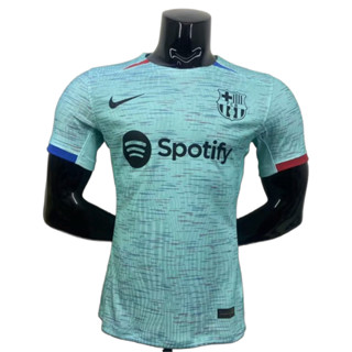 เสื้อกีฬาแขนสั้น ลายทีมชาติฟุตบอล Barcelona Player Version Second Away 2023-24 ชุดเหย้า