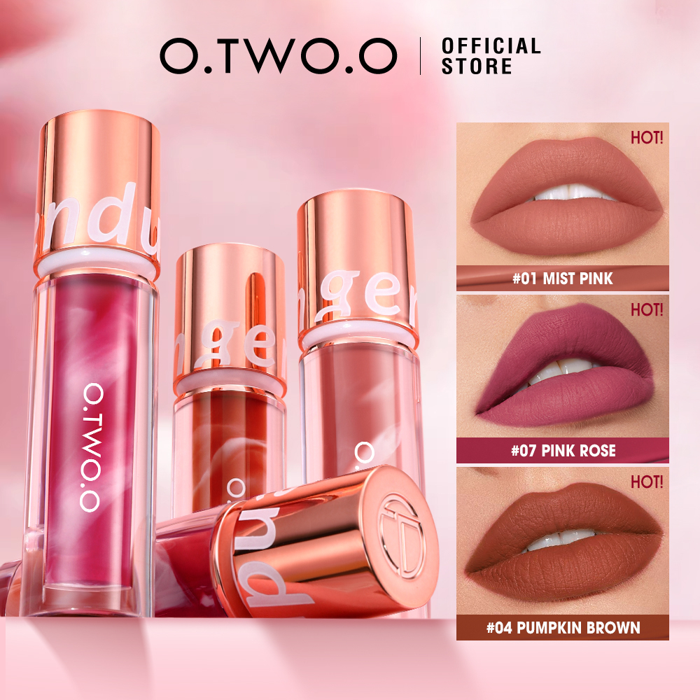 O.TWO.O ลิปกลอส เนื้อแมท ติดทนนาน 24 ชั่วโมง กันน้ํา น้ําหนักเบา 8 เฉดสี เมคอัพลิปสติก