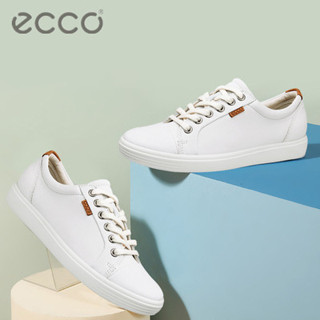 【SOFT.7】ECCO รองเท้ากีฬาลําลอง ข้อสั้น สีขาว ขนาดเล็ก แฟชั่นสําหรับผู้ชาย 430004