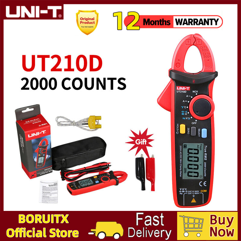 Uni-t UT210D Digital AC/DC Current Voltage Resistance Capacitance Clamp Meter เครื ่ องวัดอุณหภูมิ Test Meter