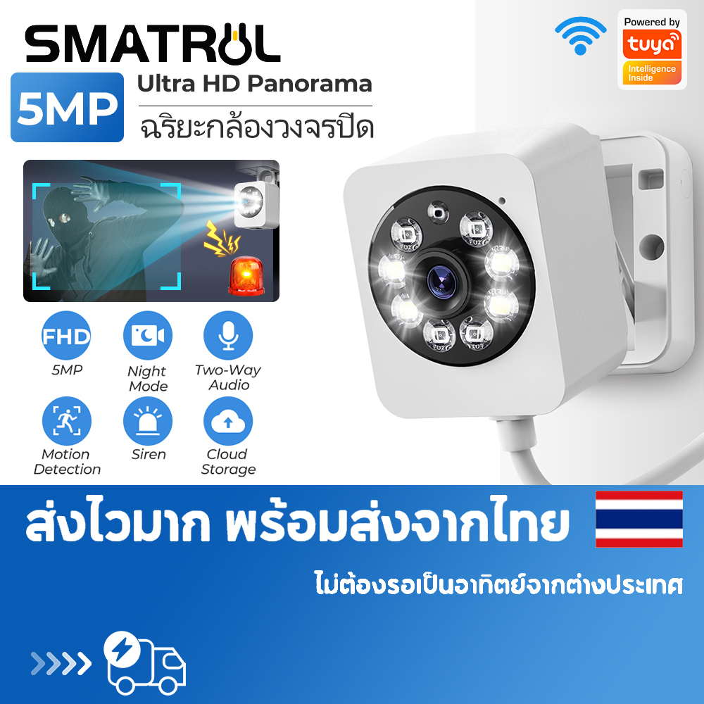 SMATRUL Tuya กล้องวงจรปิดไร้สาย HD 5 ล้านพิกเซล IP Camera กล้องวงจรปิดใส่ซิม PIR ตรวจจับการเคลื่อนไหวมนุษย์ 2 Way Talk Night Mode