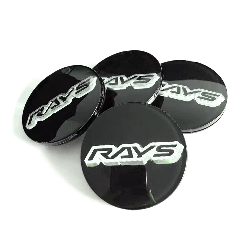 4pcs 66 มม.ล้อสีดําสําหรับ RAYS โลโก้ล้อขอบ Hub Caps ฝุ่น-Proof Cover Fit สําหรับ G025 G16 57G GT090