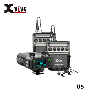 Xvive U5 ระบบไมโครโฟนไร้สาย 2.4Ghz ช่องคู่ พร้อมไมโครโฟน LV1 สําหรับกล้อง DSLR กล้องดิจิทัล