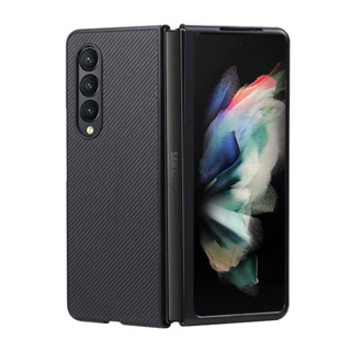 Samsung Galaxy Z Fold 3 เคส ฝ้า คาร์บอนไฟเบอร์ เม็ดป้องกัน บางเฉียบ Samsung หนัง PU แข็ง Pc ปกหลัง Phone Case