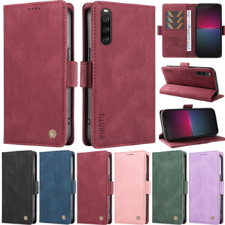 เคสโทรศัพท์หนัง PU นิ่ม ผิวด้าน ฝาพับ พร้อมช่องใส่บัตร หรูหรา สําหรับ Sony Xperia 10 V 1 V 10 IV 5 IV 1 IV