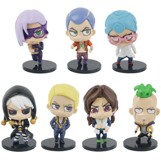 โมเดลฟิกเกอร์ PVC อนิเมะ JoJos Bizarre Adventure Golden Wind Risotto Nero Formaggio Ghiaccio Pesci Q Version ขนาด 8 ซม. 7 ชิ้น ต่อชุด