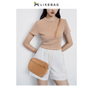 Likebag กระเป๋าสะพายไหล่ สะพายข้าง หนัง PU ทรงสี่เหลี่ยม ปักลายเพชร ขนาดเล็ก สําหรับผู้หญิง