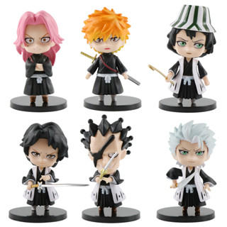 โมเดลฟิกเกอร์ PVC อนิเมะ Bleach Figure Kurosaki Ichigo Zaraki Kenpachi Hitsugaya Toushirou Q Version ขนาด 9-10 ซม. 6 ชิ้น ต่อชุด