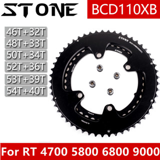 Stone ใบจานหน้าจักรยาน 110bcd สําหรับ Shimano FC-4700 5800 6800 9000 105 R7000 R8000 R9100 Rotor 4 Bolts Road Bike 52 36T 53 39T 54 40T 50 34T 46 32T 2X