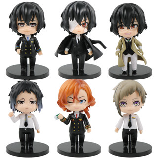 โมเดลฟิกเกอร์ไวนิล PVC อนิเมะ Stray Dogs Nakajima Atsushi Dazai Osamu Edogawa Renpo ขนาด 9-10 ซม. 6 ชิ้น ต่อชุด