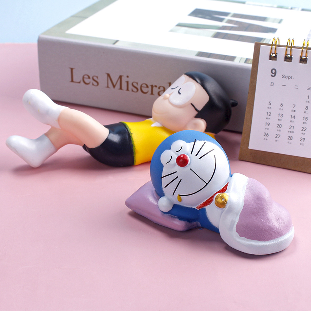 โมเดลฟิกเกอร์ไวนิล PVC รูปหุ่นยนต์โดราเอมอน Nobita Nobi Cat Robot Sleep Cake Q Version ขนาด 8-14.5 ซม. 1 ชิ้น