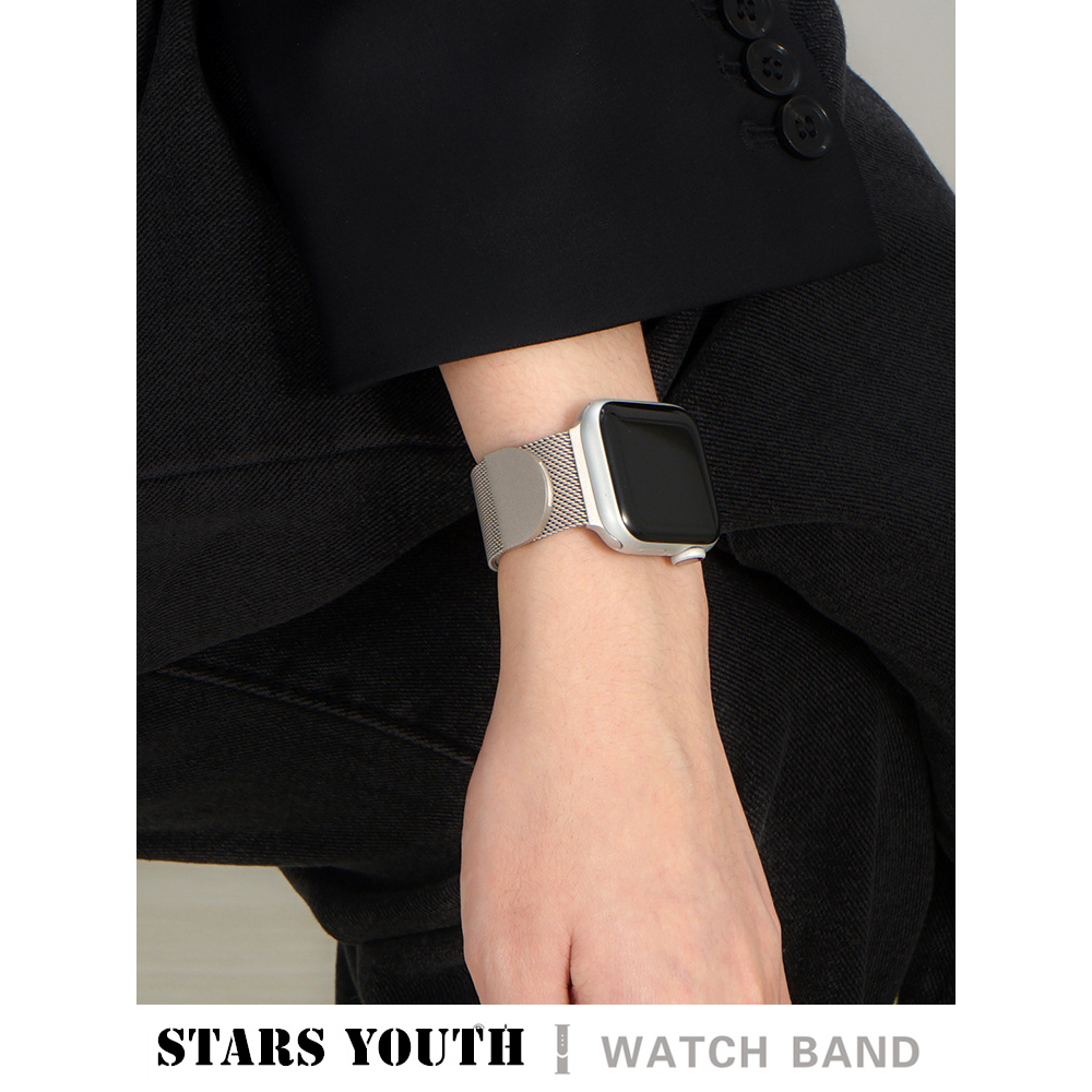 สายนาฬิกาข้อมือ สเตนเลส แม่เหล็ก ระบายอากาศ สําหรับ Smart Watch Series 8 7 ultra 6 SE 5 4 3 2 1 ขนาด 41/45/49/40/44 มม. 38 มม. 42 มม.