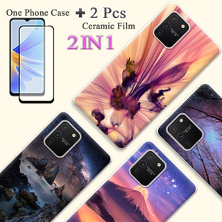 2 IN 1 สําหรับ Samsung Galaxy S10 Lite เคส TPU นิ่ม เคสซิลิโคน พร้อมตัวป้องกันหน้าจอเซรามิค โค้ง