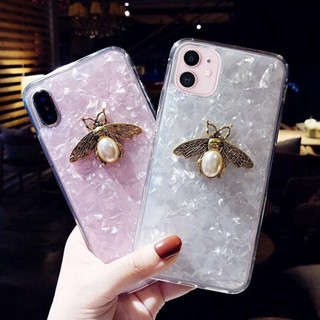 เคสโทรศัพท์มือถือ แบบนิ่ม ลายผึ้ง ประดับไข่มุก สําหรับ iPhone 14 13 12 11 Pro Max 14 Plus X XS Max XR 7 8 Plus SE