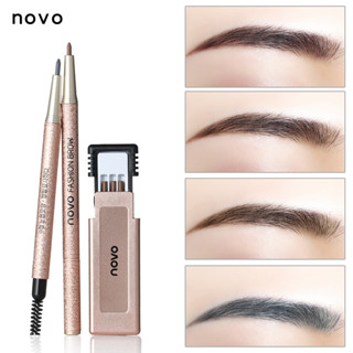 Novo Fashion Eyebrow Pencil  (No.5146) ดินสอเขียนคิ้ว+ไส้ดินสอ+บล็อกคิ้ว 3 ชิ้น ของแท้ ขายส่ง