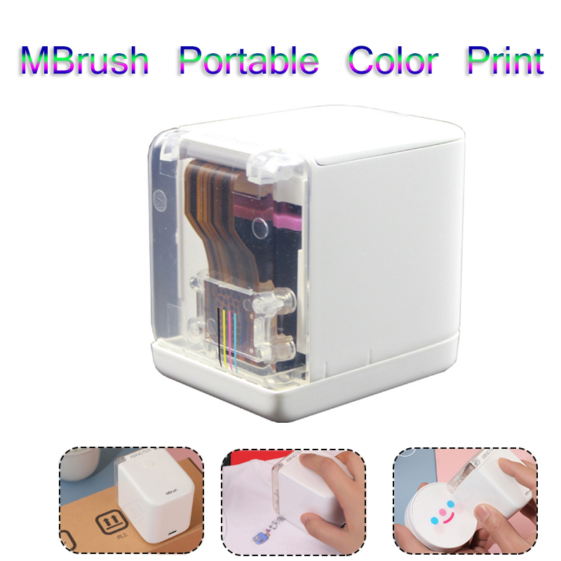 เครื่องพิมพ์ Mbrush มือถือ ขนาดเล็ก แบบพกพา โลโก้รอยสักสี หมึกเจ็ท อาหาร DIY เครื่องพิมพ์หลังกินได้ ไร้สาย USB IOS Android