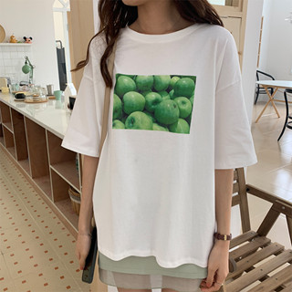 ขายขั้นสุดท้าย พร้อมส่ง เสื้อยืดผ้าฝ้าย แฟชั่นเกาหลี สําหรับผู้หญิง