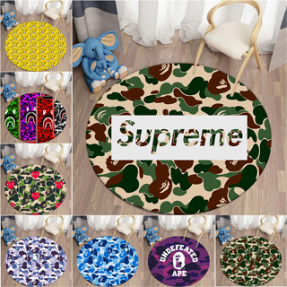 Bape พรมเช็ดเท้า ทรงกลม กันลื่น สําหรับห้องนั่งเล่น ห้องนอนเด็ก พรมปูพื้น พรมสักหลาด ทรงกลม