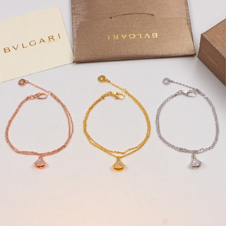 ใหม่ B&amp;V สร้อยข้อมือเหล็กไทเทเนียม 18K ประดับเพชรกลวง ขนาดเล็ก สีโรสโกลด์ เครื่องประดับคู่รัก