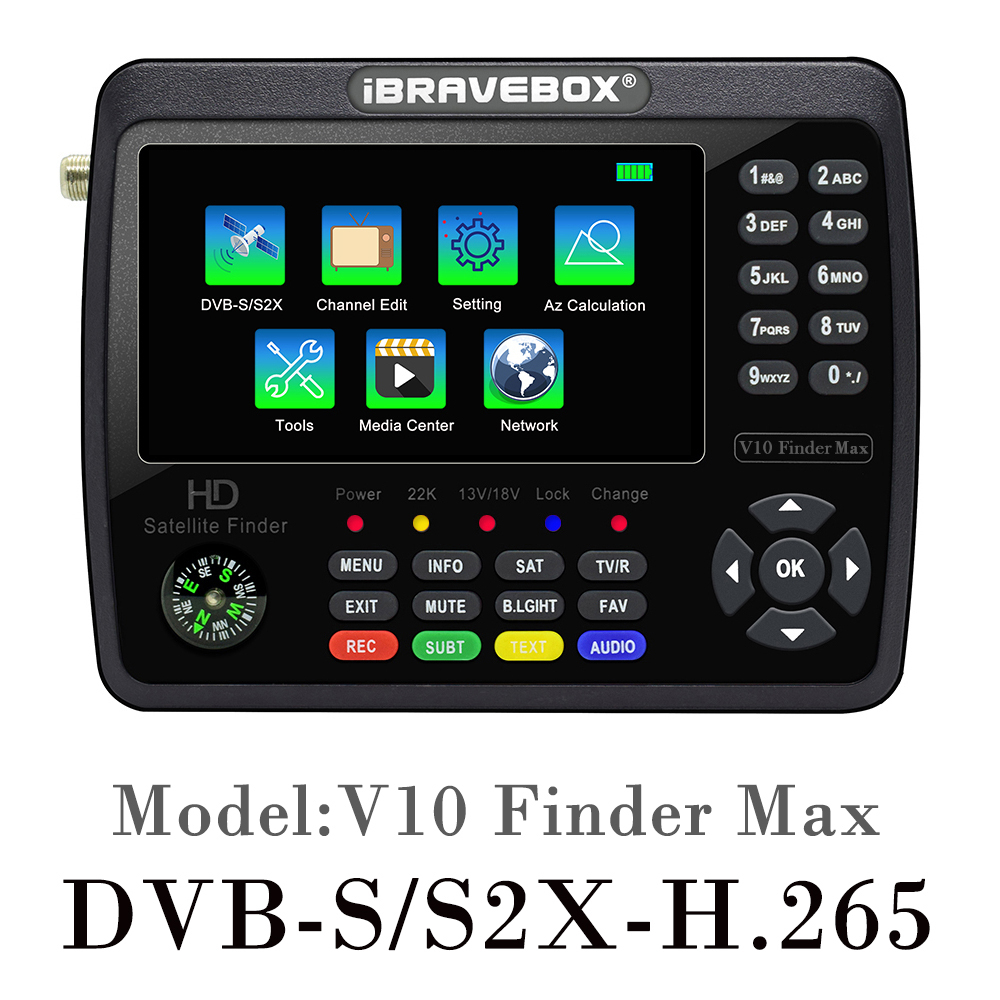 IBRAVEBOX V10 Finder Max HD Satellite TV Signal Finder DVB-S/S2/S2X Digital Handheld Signal Meter Sa