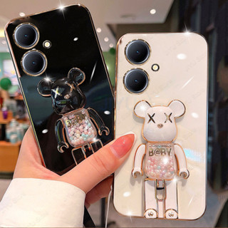 เคสโทรศัพท์มือถือ ซิลิโคนนิ่ม พร้อมขาตั้งพับได้ สําหรับ Vivo Y27 Y78 Y36 V29 5G iQOO Z7 Z7X 5G V29E V29 Pro Lite