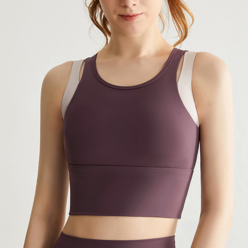 Hoppe Fumeng โยคะกีฬา Bra แผ ่ นคงที ่ ความเข ้ มสูง Racer กลับวิ ่ งฟิตเนส