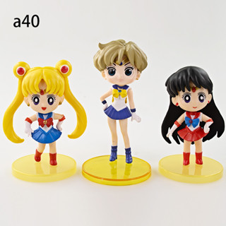 ตุ๊กตาฟิกเกอร์ Sailor Moon Mercury Mars Jupiter Venus Uranus Neptune Pluto Chiba Mamoru ขนาด 8-10 ซม. ของเล่นสําหรับเด็ก ของขวัญ 3 ชิ้น ต่อชุด