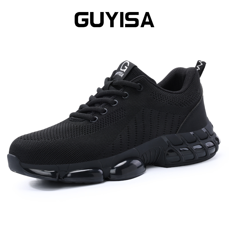 GUYISA SAFETY SHOES น้ําหนักเบาเป็นพิเศษ fly ทอหัวเหล็กป้องกันการกระแทกเคฟล่าร์ป้องกันการเจาะ TPU แต