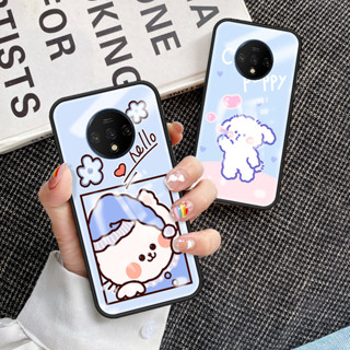 เคสโทรศัพท์มือถือกระจกนิรภัย TPU แบบนิ่ม ขอบแข็ง กันกระแทก สําหรับ OnePlus 7T OnePlus 7T เคส