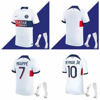 เสื้อกีฬาแขนสั้น ลายทีมชาติฟุตบอล PSG Away Paris Saint-Germain Neymar Mbappe ปี 2023-24