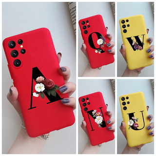 เคสโทรศัพท์มือถือ ซิลิโคนนิ่ม ผิวด้าน กันกระแทก ลายตัวอักษร หรูหรา สําหรับ Samsung S23 Ultra 5G S23Ultra 5G