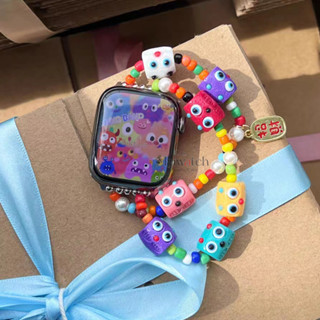 สายนาฬิกาข้อมือ แบบยืดหยุ่น ลายการ์ตูนมอนสเตอร์ สําหรับ iwatch 8 7 6 5 SE 4 3 2 1 iwatch 41 มม. 45 มม. 44 มม. 40 มม. 38 มม. 42 มม.