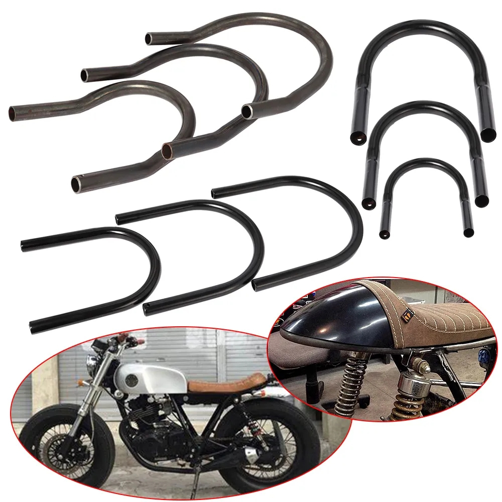 Upswept & Flat Cafe Racer Seat Frame Hoop Loop Metal 210-230 มม.สําหรับรถจักรยานยนต์สีดํา