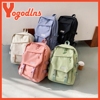 Yogodlns กระเป๋าเป้สะพายหลัง ผ้าไนล่อน สีพื้น ความจุขนาดใหญ่ สําหรับนักเรียน วัยรุ่น เดินทาง