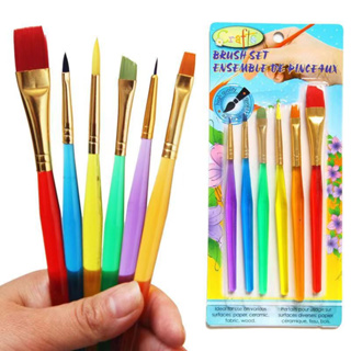 6 ชิ้น พู่กันสีน้ํามัน วาดภาพเด็ก แปรงตะขอ สายแถว ปากกาสี ที่ใส่ปากกา ศิลปะ ภาพวาด ปากกา